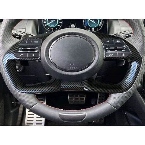 For 2022-2024 Hyundai Santa Cruz Steering Wheel Cover Trim Black Carbon Fiber