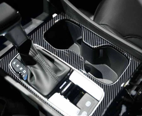 For 2022+ Hyundai Santa Cruz Center Console Gear Shift Panel Cover Water Cup Holder Frame Trim Black Carbon Fiber