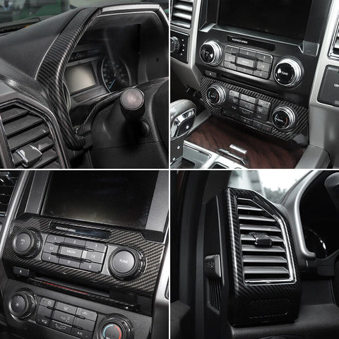 For 2015-2020 Ford F150 25x Inner Center Dash Panel Interior Trim Kit Carbon Fiber