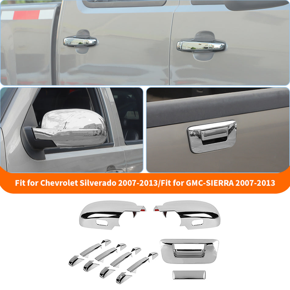 for 2007-2013 Chevy Silverado/GMC Sierra Side Door Handle Tailgate Mirror Cover Trim