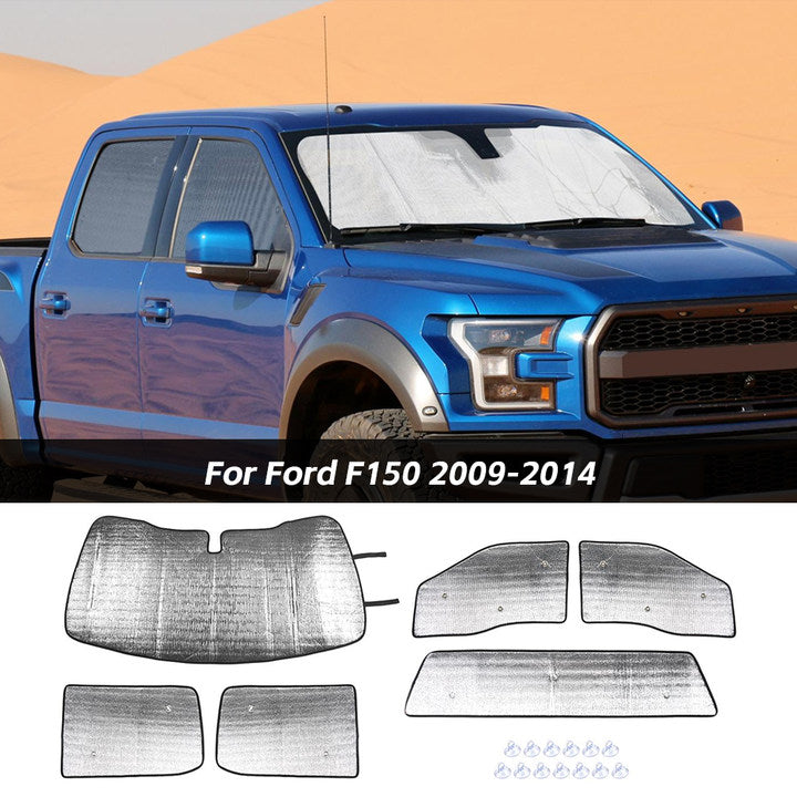 For 2015-2020 Ford F150 4-Dr Windshield Sunshade Side Window Sun Shade Sunscreen Heat Insulation Sun Visor