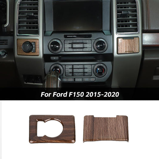 Power Outlet Panel & 4WD Switch Cover Trim for Ford F150 2015-2020 Wood Grain｜CheroCar