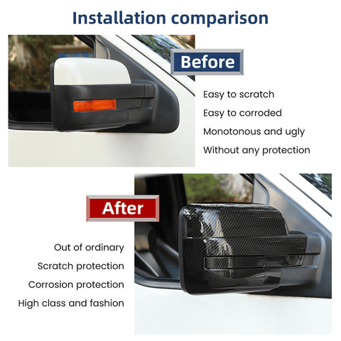 Rearview Mirror Cover Caps Trim Decor For Ford F150 Raptor 2009-2014 Accessories | CheroCar