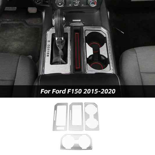 For Ford F150 2015-2020 Gear Shift Box & Cup Holder Panel Cover Trim Decor Kit Accessories 12PCS | CheroCar