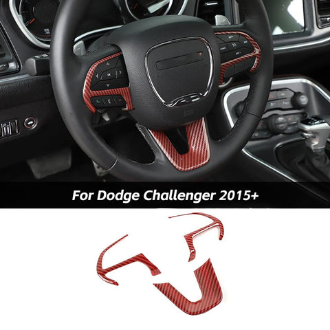 Steering Wheel Decor Cover Trim for Dodge Challenger & Charger 2015+ & Durango 2014+ Carbon Fiber 3pcs/set｜CheroCar