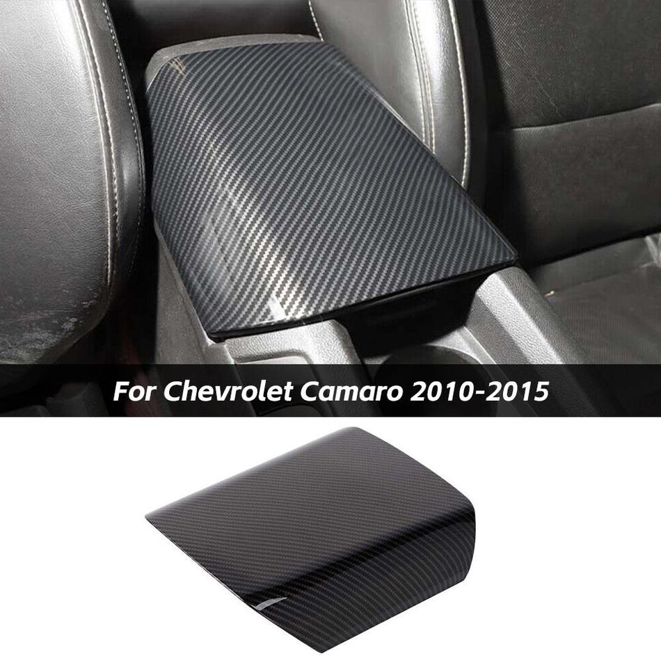 For 2010-2015 Chevrolet Camaro Carbon Fiber Armrest Box Panel Decor Cover Trim