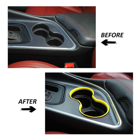 Front Cup Holder Ring Trim Decor Cover Bezel Fit For Dodge Challenger 2015+ Accessories | CheroCar