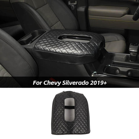 For 2019+ Chevy Silverado/2020+ Suburban/2021+ Tahoe/GMC/YUKON/2019+ GMC/SIERRA Center Armrest Glove Box Cover Pad Carbon Fiber