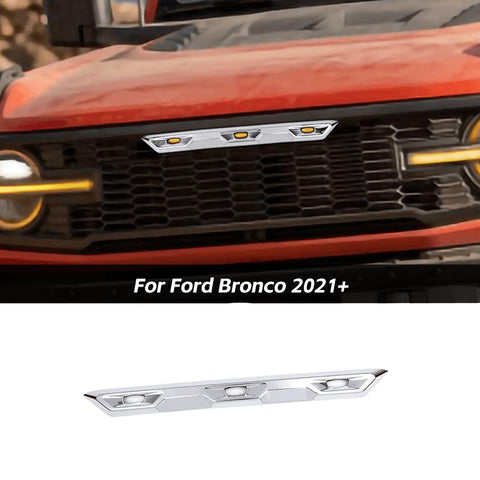 Front Bumper Center Grille Light Cover Trim Decor For Ford Bronco Raptor 2021+ Accessories | CheroCar