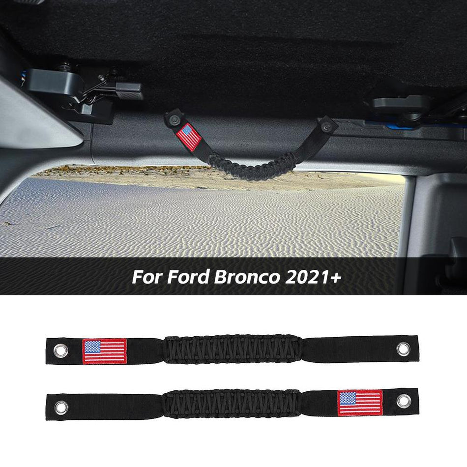 For 2021+ Ford Bronco 2 x Roll Bar Roof Top Grab Handles Grip US Flag