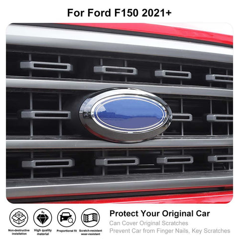 Front Grille Logo Emblem Badge Ring Trim For Ford F150 2021+ Accessories (no Camera) ｜CheroCar