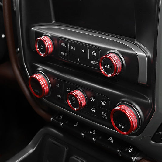 For 2014-2018 Chevy Silverado 1500 & GMC Sierra 1500 & Suburban Center Console Control Switch Knob Cover Trim Bezels