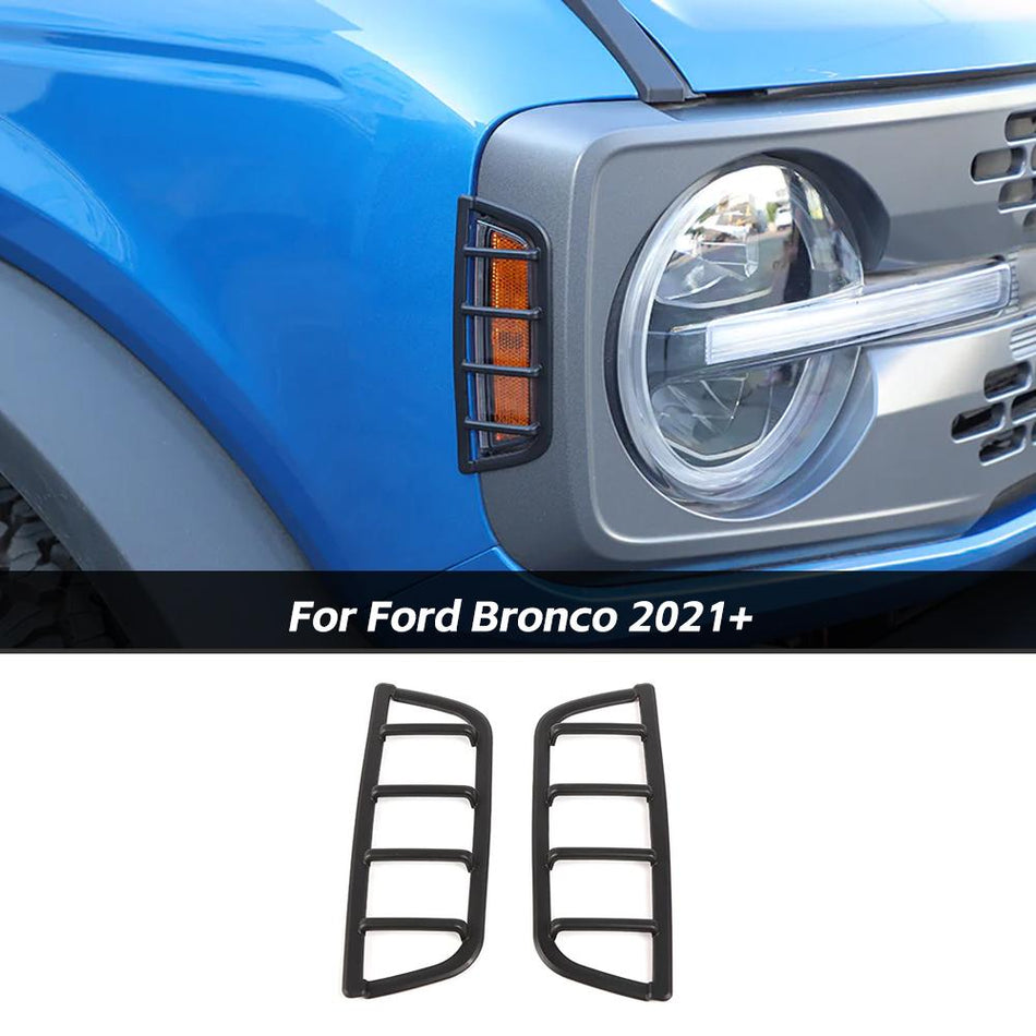 For 2021+ Ford Bronco Exterior Front Side Light Lamp Cover Trim Frame Guard