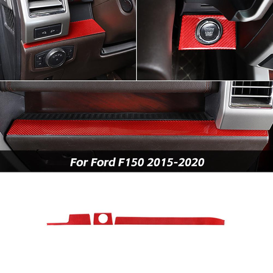For Ford F150 2015-2020 Soft Carbon Fiber Center Console Dashboard Trim Sticker