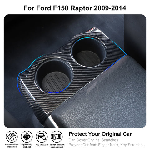Armrest Box Rear Cup Holder Panel Trim Cover – For Ford F150 2009-2014 (Black)