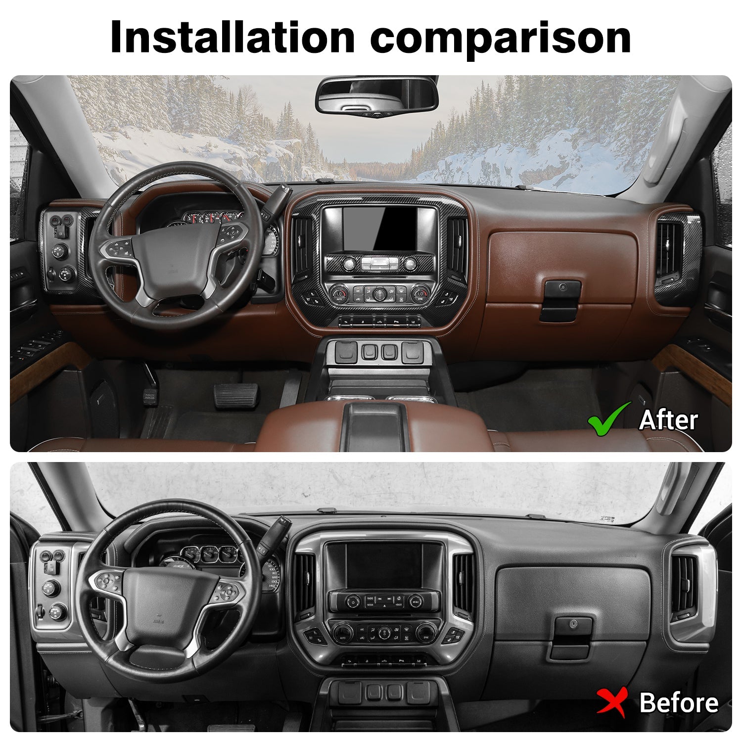 Chrome Dashboard Center Console Cover Trim For Chevy Silverado GMC Sierra 2010-2017
