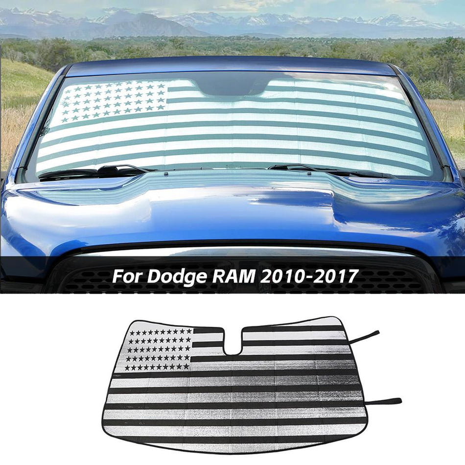 For 2010-2015 Dodge Ram Front Windshield Sunshade Visor Cover US Flag Style