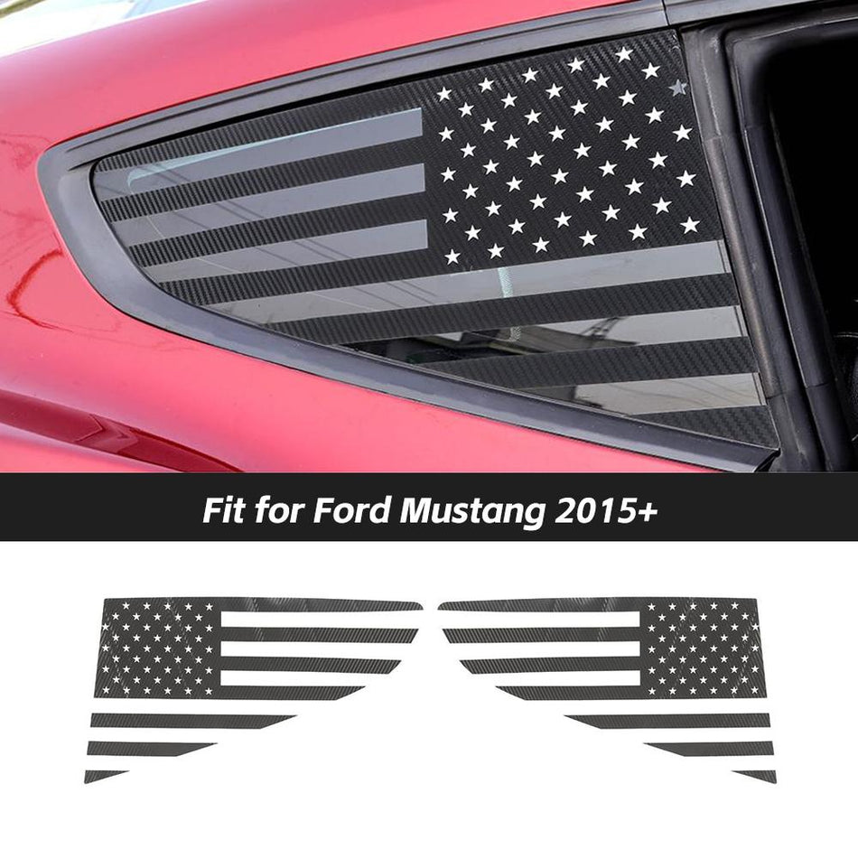 For 2015+ Ford Mustang Rear Window Decal Trim Sticker US Flag