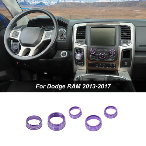 For 2013-2017 Dodge RAM 1500 Headlight & Center Console Switch Knob Trim Ring