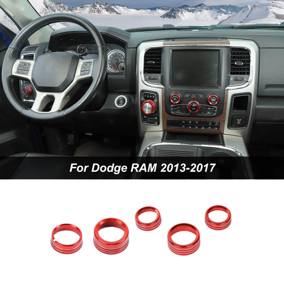 For 2013-2017 Dodge RAM 1500 Headlight & Center Console Switch Knob Trim Ring