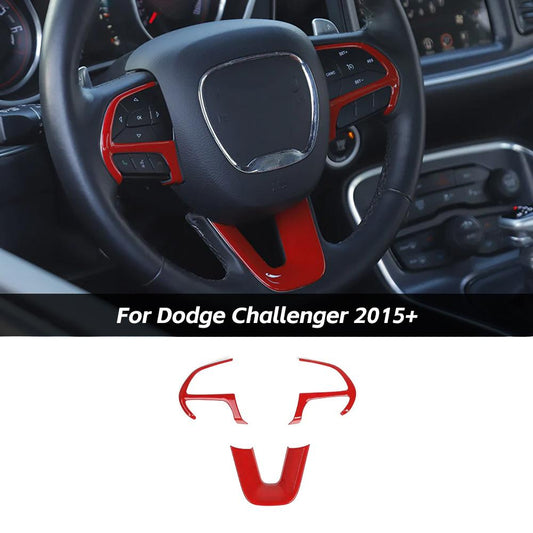 Steering Wheel Decor Cover Trim for Dodge Challenger & Charger 2015+ & Durango 2014+ Red｜CheroCar