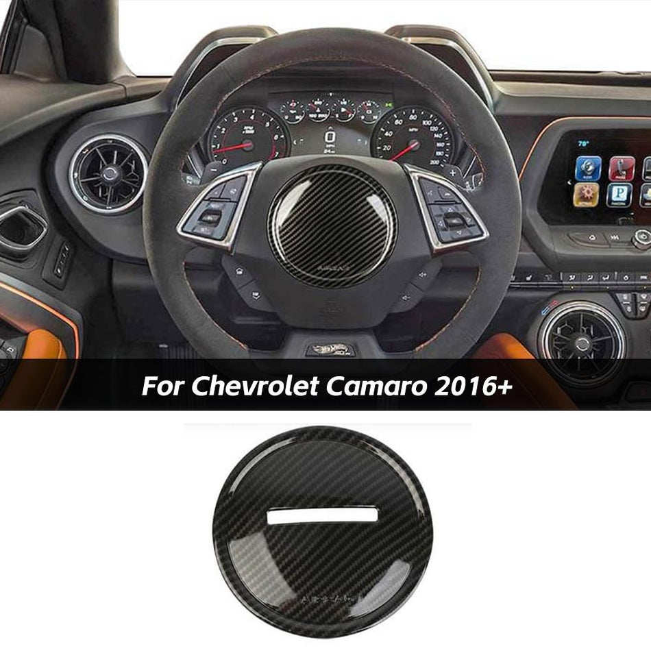 For 2016+ Chevrolet Camaro Carbon Fiber Center Steering Wheel Panel Cover Trim