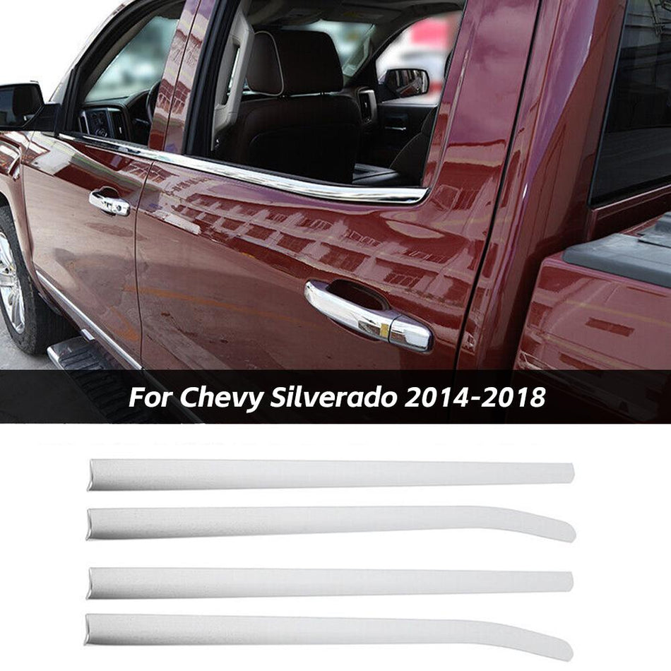 For 2014-2018 Chevy Silverado/GMC Sierra Stainless Steel Weather Sill Strip Window Moulding Trim