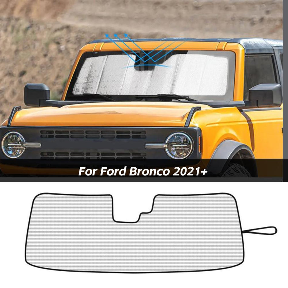 For 2021+ Ford Bronco Windshield Sunshade Sun Visor Folding UV Block Protector
