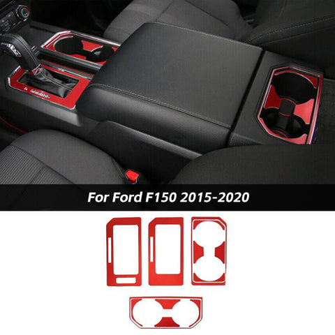 For Ford F150 2015-2020 Gear Shift Box & Cup Holder Panel Cover Trim Decor Kit Accessories 12PCS | CheroCar