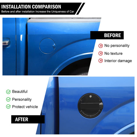 Fuel Tank Cover Cap Gas Trim Glossy Black For 2015-2020 Ford F150｜CheroCar