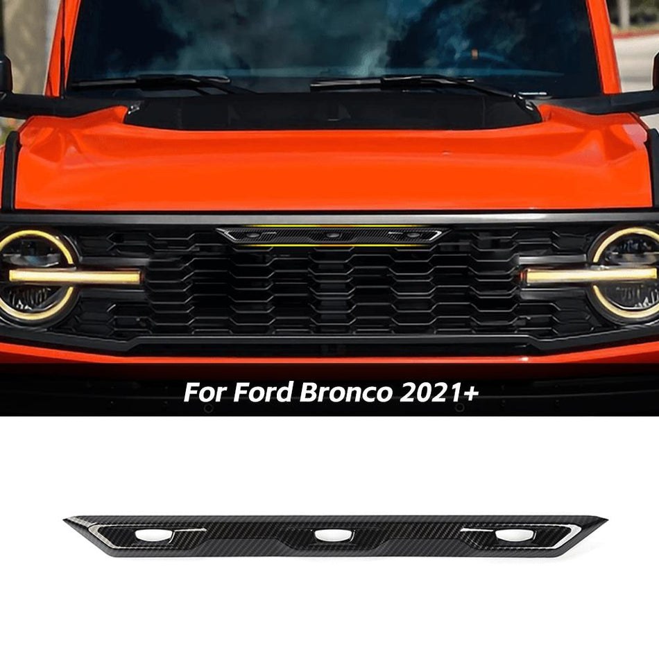 For 2021+ Ford Bronco Raptor Front Bumper Center Grille Light Cover Trim Decor