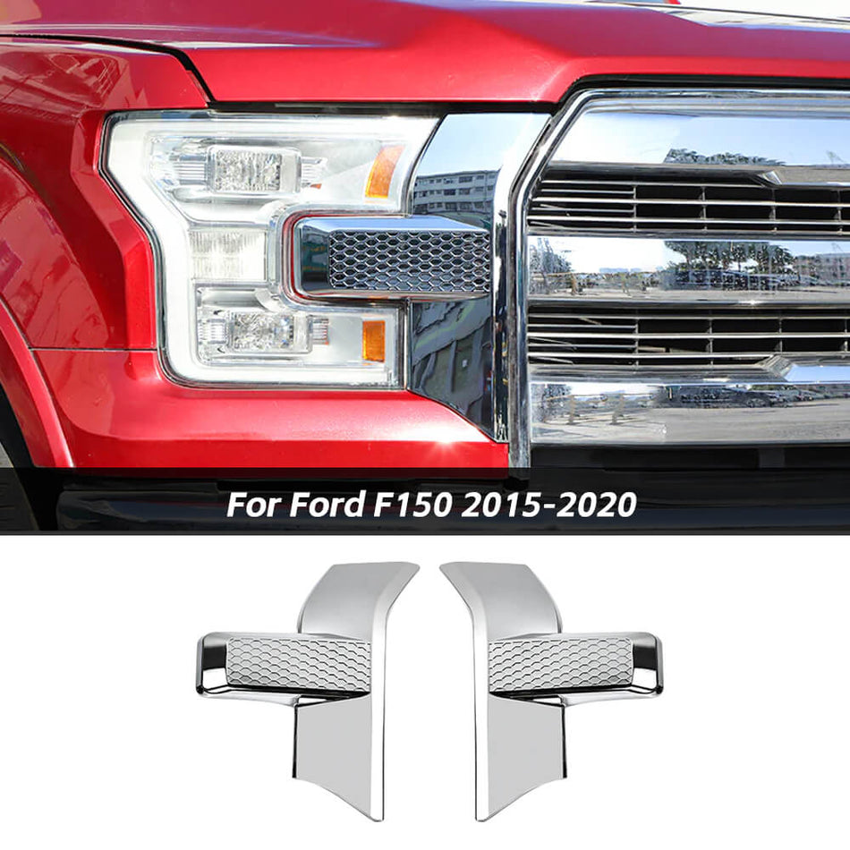 For 2015-2020 Ford F150 Front Bumper Headlight Grille Decor Frame Cover