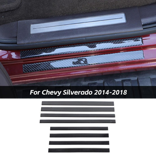 8PCS Door Threshold Sill Strip Guards Cover Trim for Chevrolet Silverado GMC Sierra 2014-2018 Accessories | CheroCar