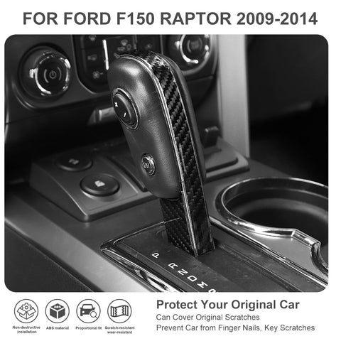 Real Carbon Fiber Gear Shift Knob Cover Trim Sticker For 2009-2014 Ford F150｜CheroCar