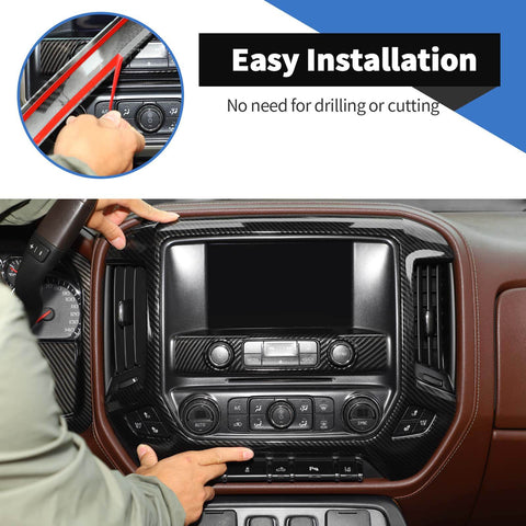 13PCS Central Control Interior Decoration Trim Kit For Chevy Silverado GMC SIERRA 2014-2017 Accessories Carbon Fiber | CheroCar