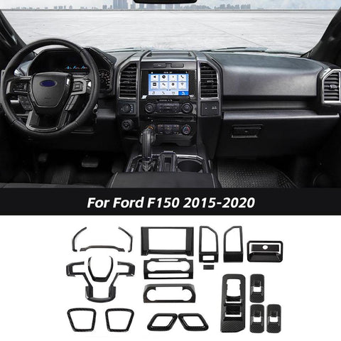 21PCS Carbon Fiber Interior Decoration Cover Trim Kits For Ford F150 2015-2020 Accessories | CheroCar