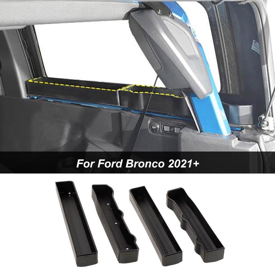 For 2021+ Ford Bronco 2-Dr 4PCS Black Rear Cargo Trunk Storage Box Tray Organizor Case