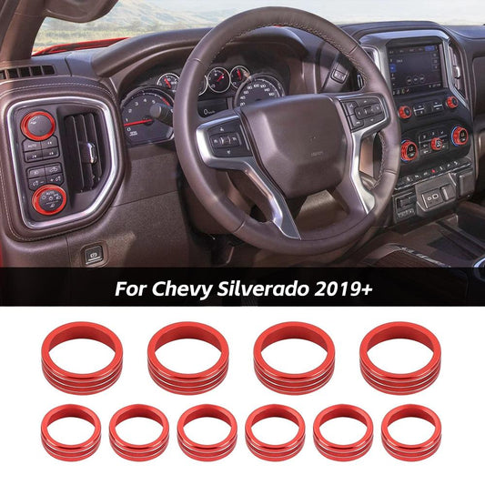 Center Console Radio AC Switch Knob Trim For Chevy Silverado 1500 2019+ & Suburban 2020+ & Tahoe 2021+｜CheroCar