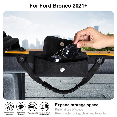 Rear Top Roll Bar Grab Handle Storage Bag Pocket For Ford Bronco 2021+ Accessories | CheroCar