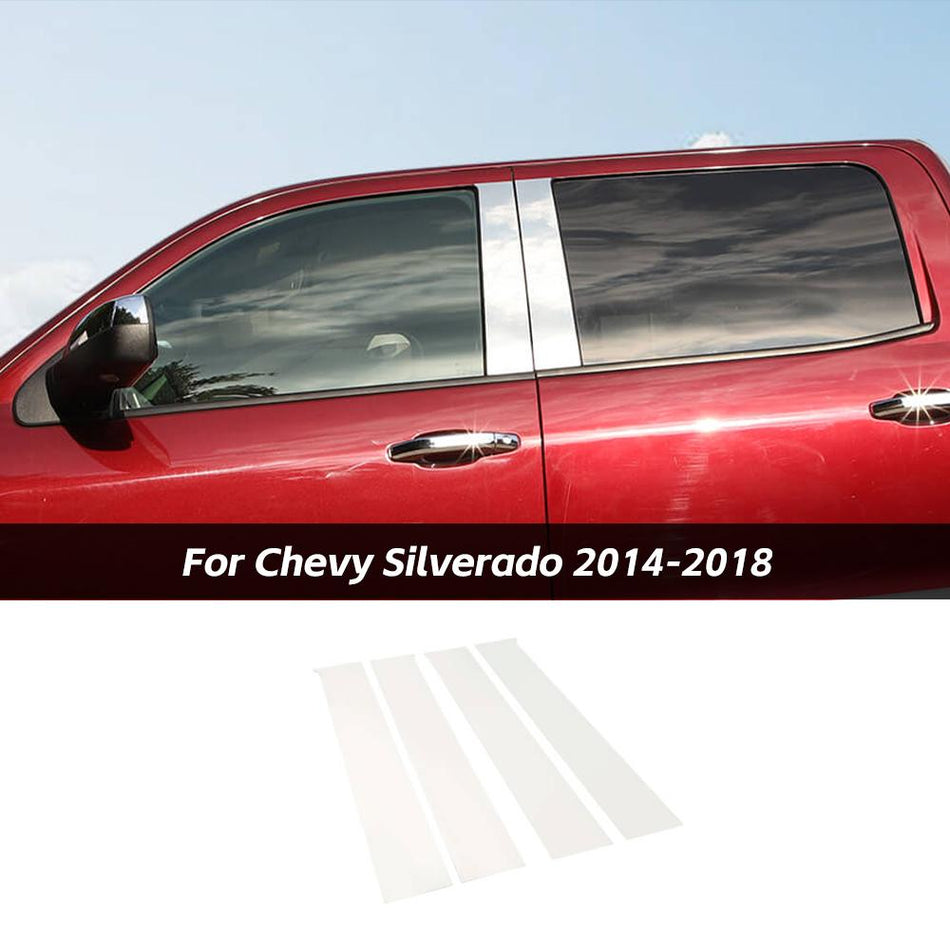 For 2014-2018 Chevy Silverado 1500/ GMC Sierra 1500 Stainless Steel Chrome Window Pillar Post Trim Strip