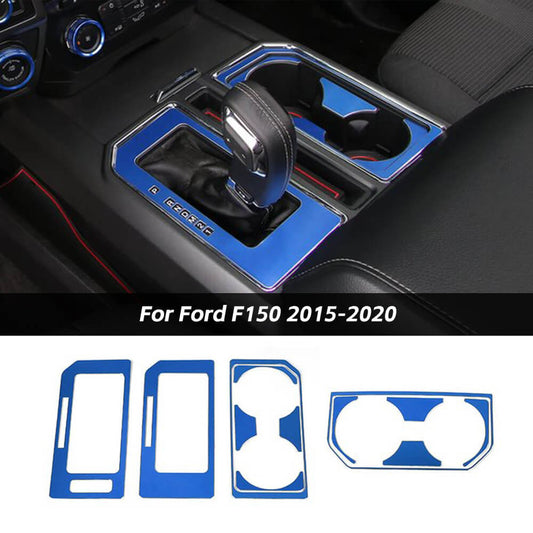 For 2015-2020 Ford F150 Gear Shift Box & Cup Holder Panel Cover Trim Decor Kit