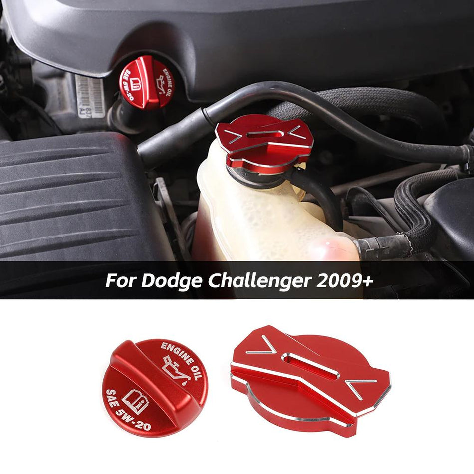 For 2009+ Dodge Challenger & 2009+ Charger & 2012+ 300C CNC Radiator Cap & Engine Oil Cap Trim