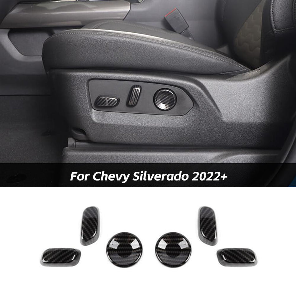 For Chevy 2022+ Silverado & 2021+ Suburban/ Tahoe Carbon Fiber Seat Adjust Switch Cover Trim