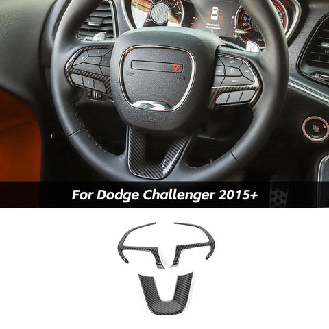 Steering Wheel Decor Cover Trim for Dodge Challenger & Charger 2015+ & Durango 2014+ Carbon Fiber 3pcs/set｜CheroCar