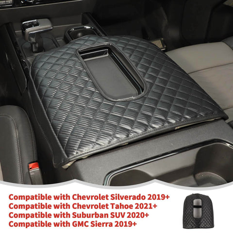 For 2019+ Chevy Silverado/2020+ Suburban/2021+ Tahoe/GMC/YUKON/2019+ GMC/SIERRA Center Armrest Glove Box Cover Pad Carbon Fiber