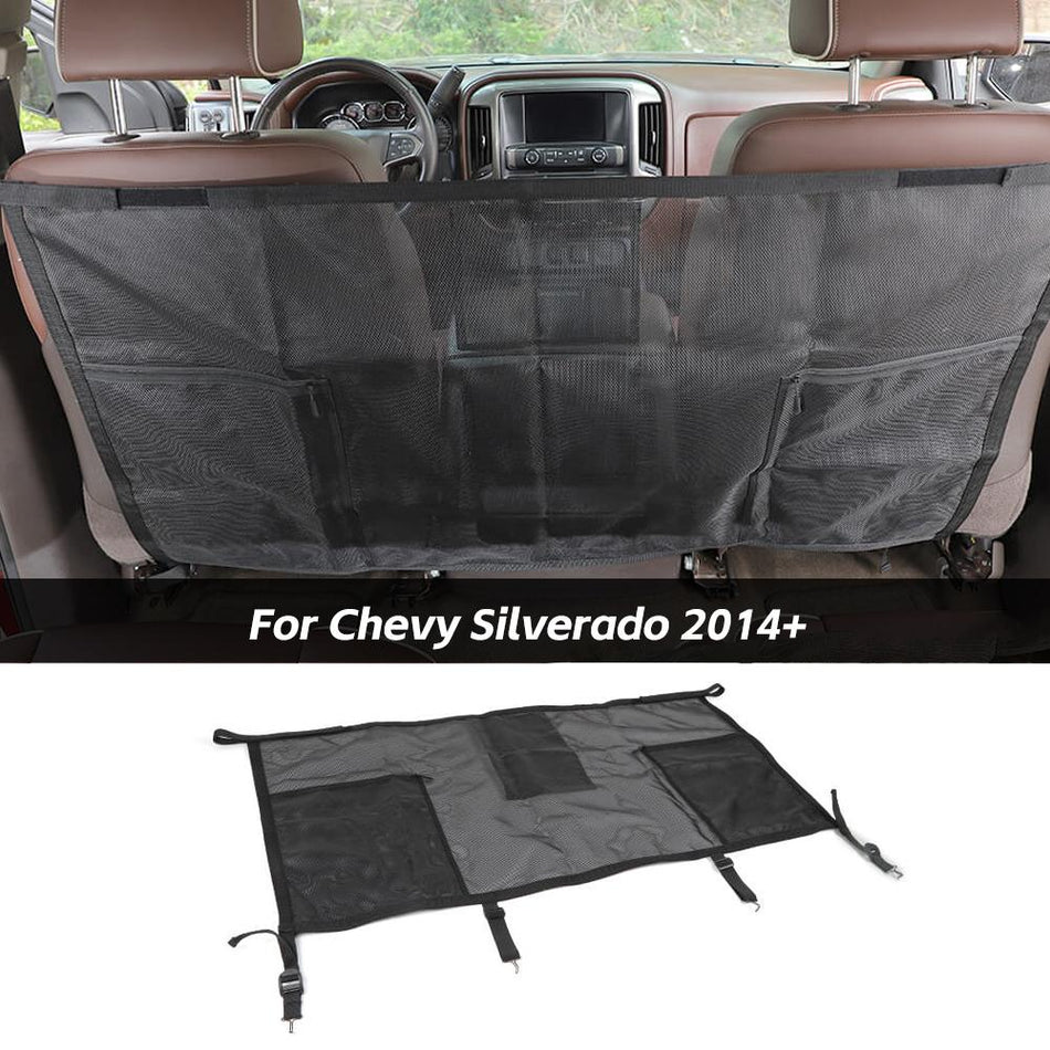 For 2009+ Ford F150 /2010+Dodge Ram /2014+ Chevy Silverado/GMC SIERRA/Tundra /2014-2022 Chevy Colorado Rear Seat Isolation Mesh Cargo Net Pet Barrier