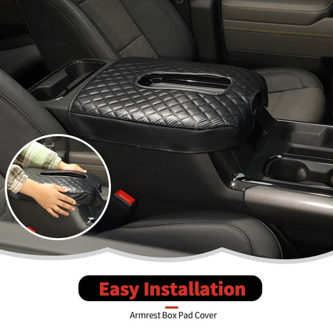 For 2019+ Chevy Silverado/2020+ Suburban/2021+ Tahoe/GMC/YUKON/2019+ GMC/SIERRA Center Armrest Glove Box Cover Pad Carbon Fiber