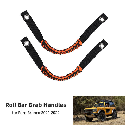 Top Bar Grab Handles Paracord For Ford Bronco 2021+ Orange Accessories | CheroCar