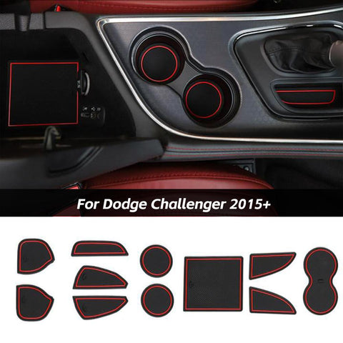 For 2015+ Dodge Challenger 11PCS Non-Slip Door Cup Slot Cup Mat Console Liner