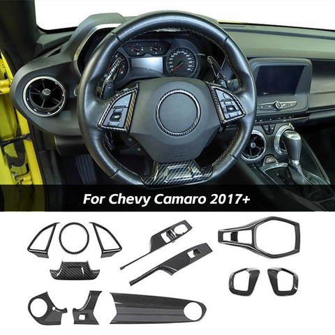 12PCS Center Console Panel Trim Cover Kit For Chevy Camaro 2017+ Accessories Carbon Fiber | CheroCar